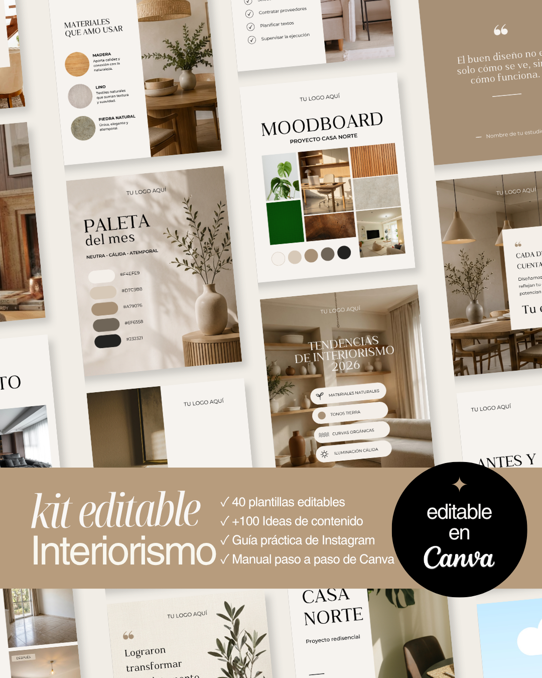 Kit de plantillas editables para interiorismo