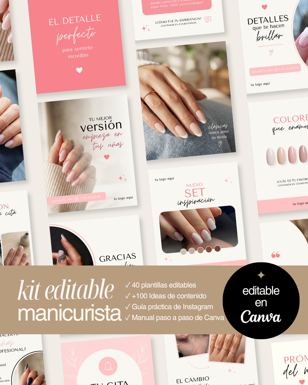 Kit de plantillas editables para Manicuristas